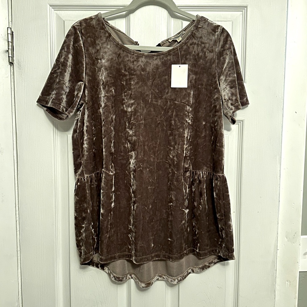 NWT Anthropologie Pleione Crushed Velvet Top - Large